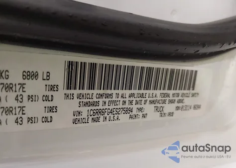 2014 Ram 1500 Tradesman from USA, damaged, VIN 1C6RR6FG4ES275894